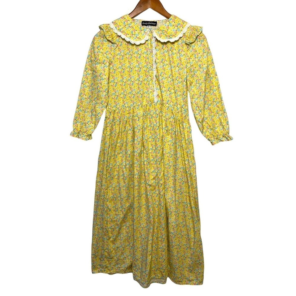 Scarlet Darkness Youth Girls Size 12 Yellow Floral Lace Peter Pan Collar Dress
